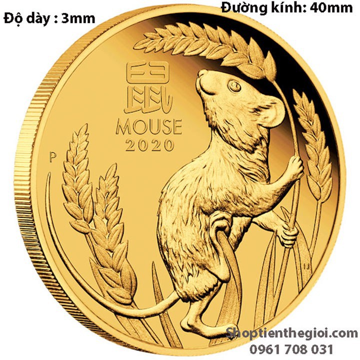 Tiền xu hình con chuột Úc mạ Vàng